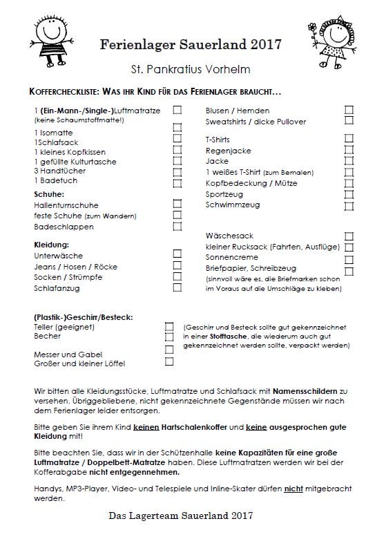 Kofferliste 2017