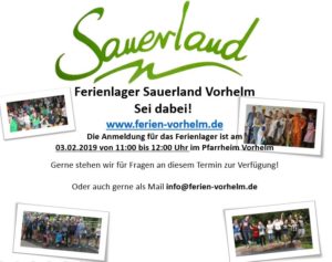Anmeldung Ferienlager Vorhelm