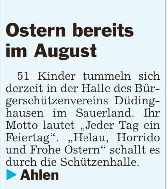Zeitung Glocke vom 01.08.2022 | Ferienlager Vorhelm Sauerland