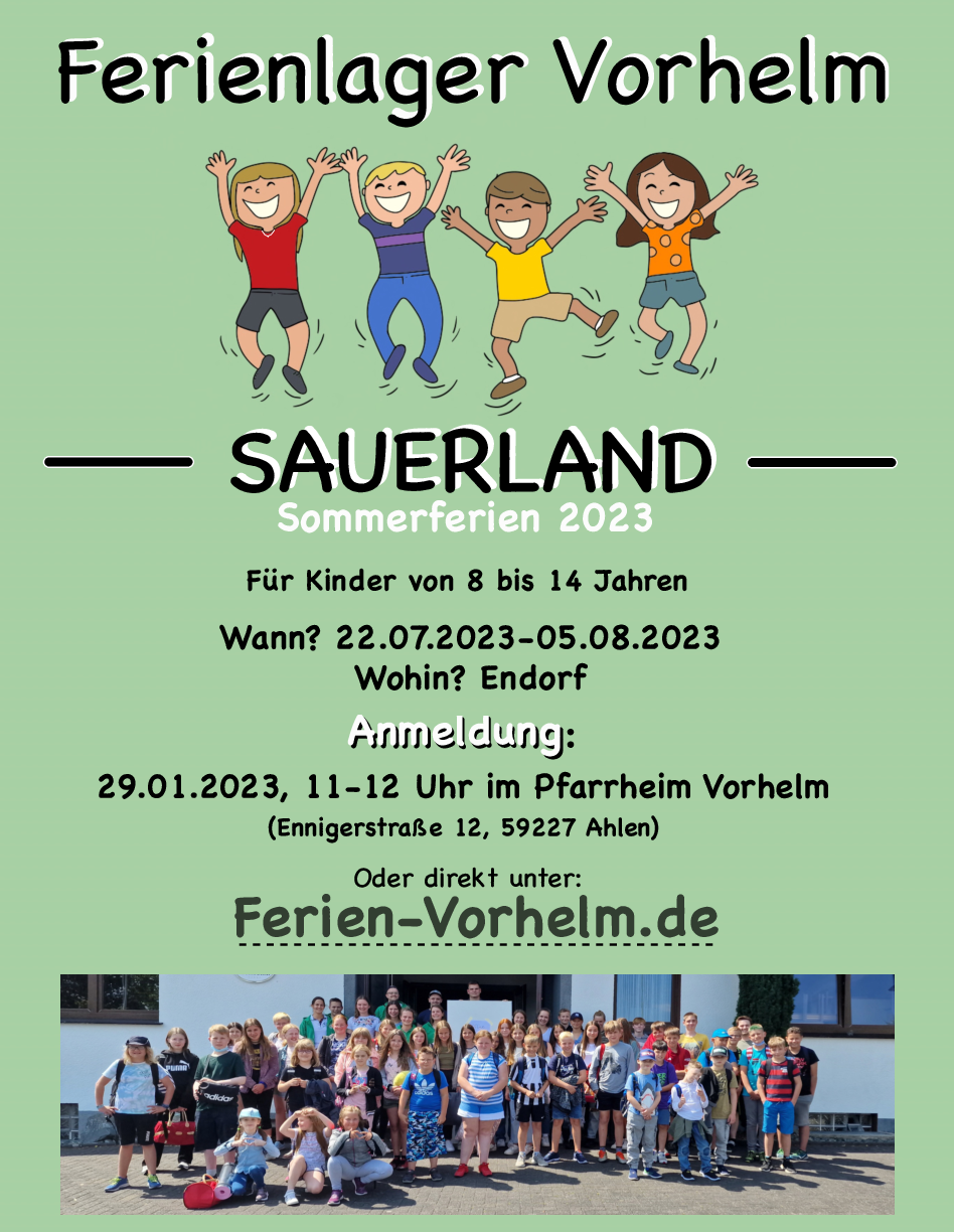 Anmeldung Text Anmeldung Ferienlager Vorhelm Sauerland
