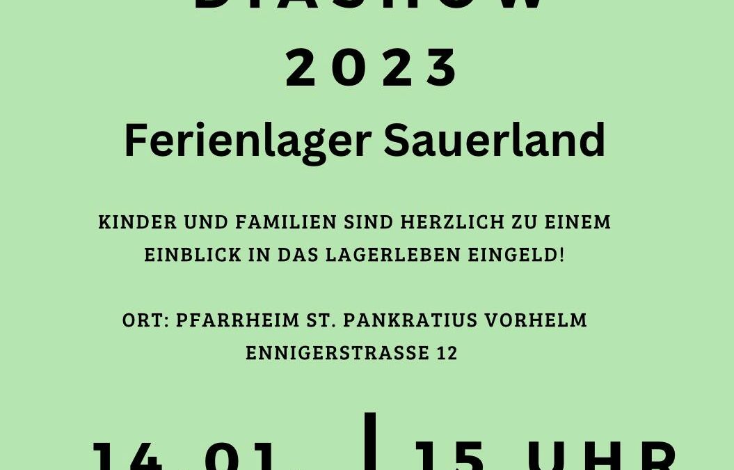 Diashow Ferienlager Vorhelm-Sauerland 2023 und Anmeldung für 2024